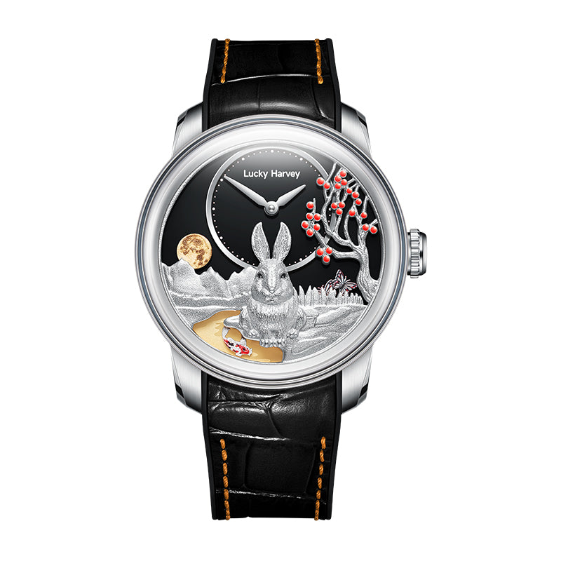 Silver Rabbit Automatic Watch Chinese New Year 2023 Luminous Lucky Harvey