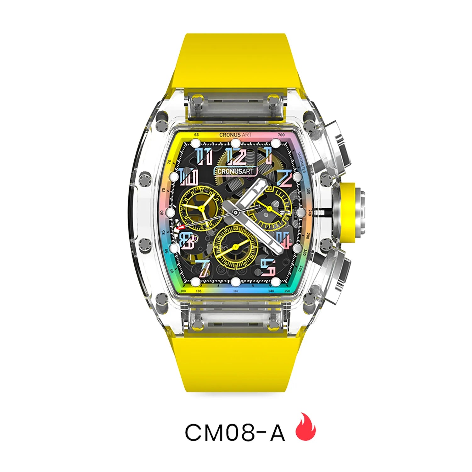 Luxury Chronograph Watch with Bold Yellow Strap